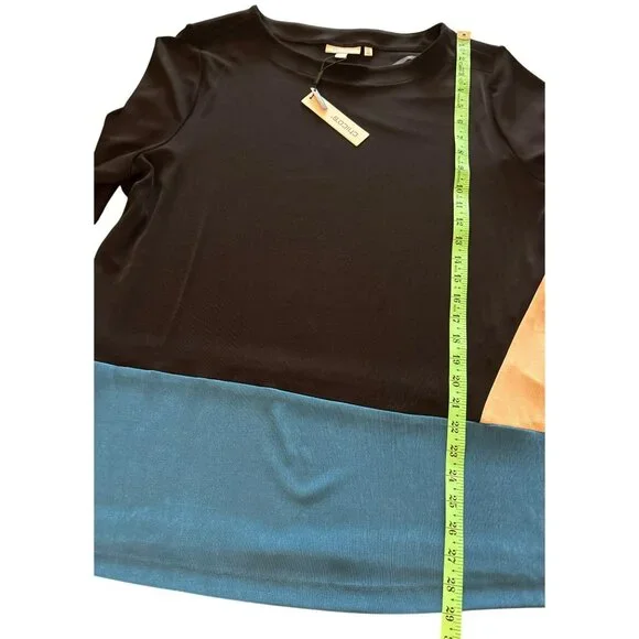 NWT Chicos Travelers Asym Colorblock Tunic Scandi Blue Short Sleeve Top XXL - Picture 7 of 8